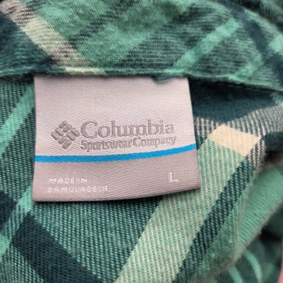 Women's Columbia Flannel Long Sleeve Shirt - Teal Blue Flannel shirt SIZE Large - Picture 9 of 9